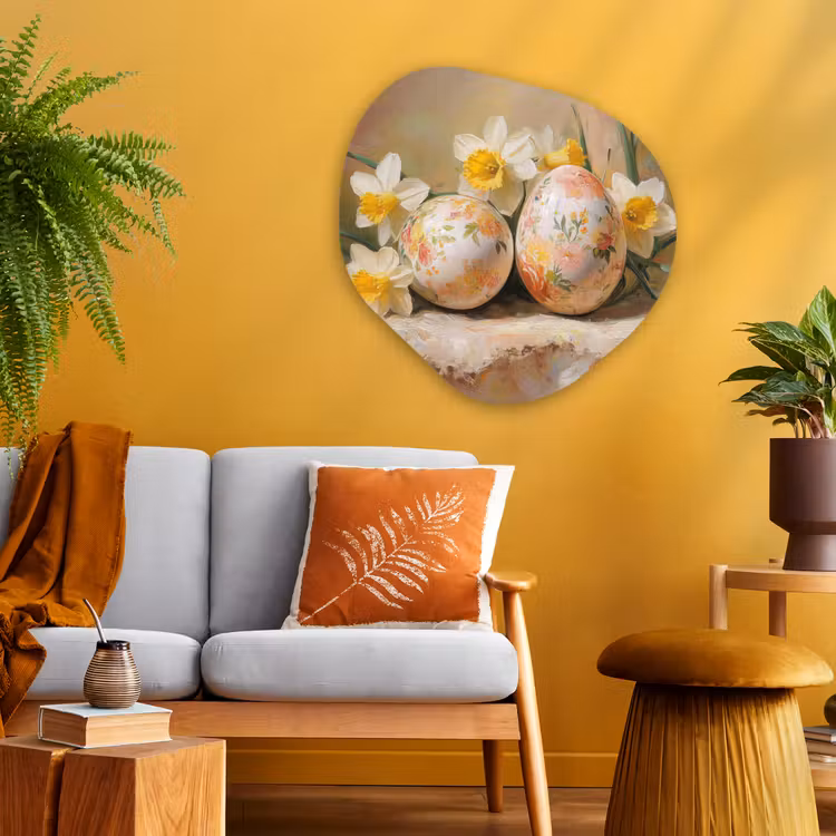 Organisch schilderij - Glas - Bloemen - Eieren - Geschilderd — 3
