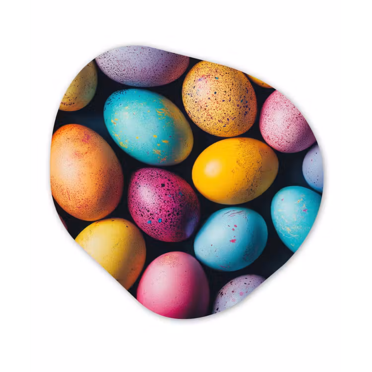 Organisch schilderij - Glas - Kleurrijk - Paaseitjes - Spetters — 1