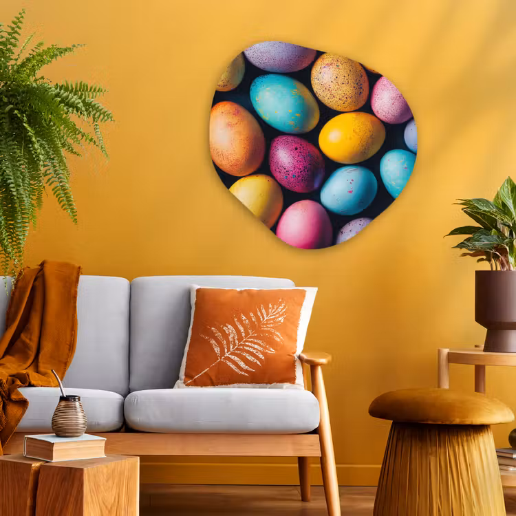 Organisch schilderij - Glas - Kleurrijk - Paaseitjes - Spetters — 3