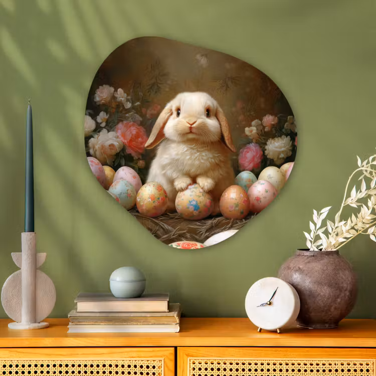 Organisch schilderij - Glas - Konijn - Paaseieren - Stilleven — 2