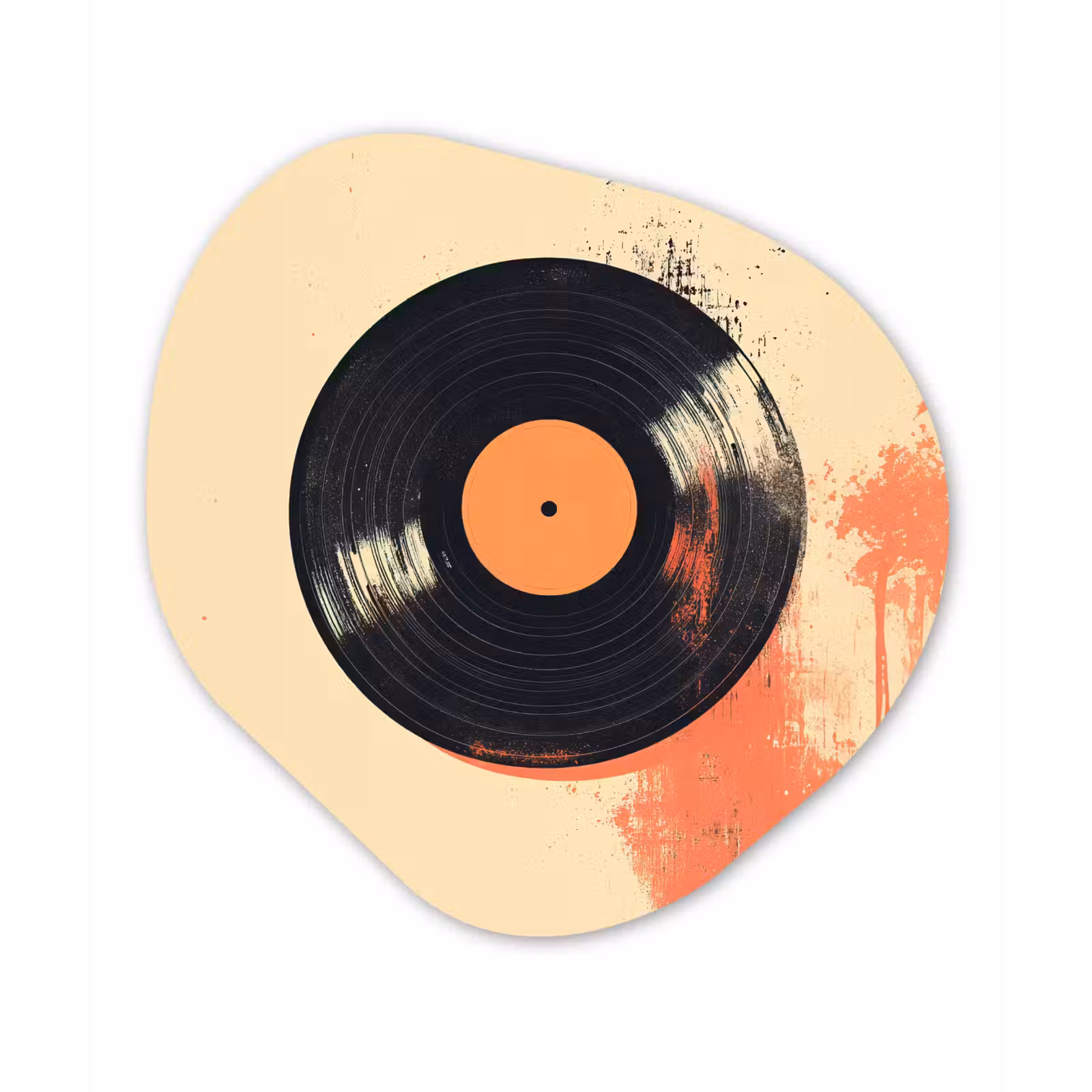 Organisch schilderij - Glas - Vinylplaat - Zwart - Verfspatten - Retro — 1