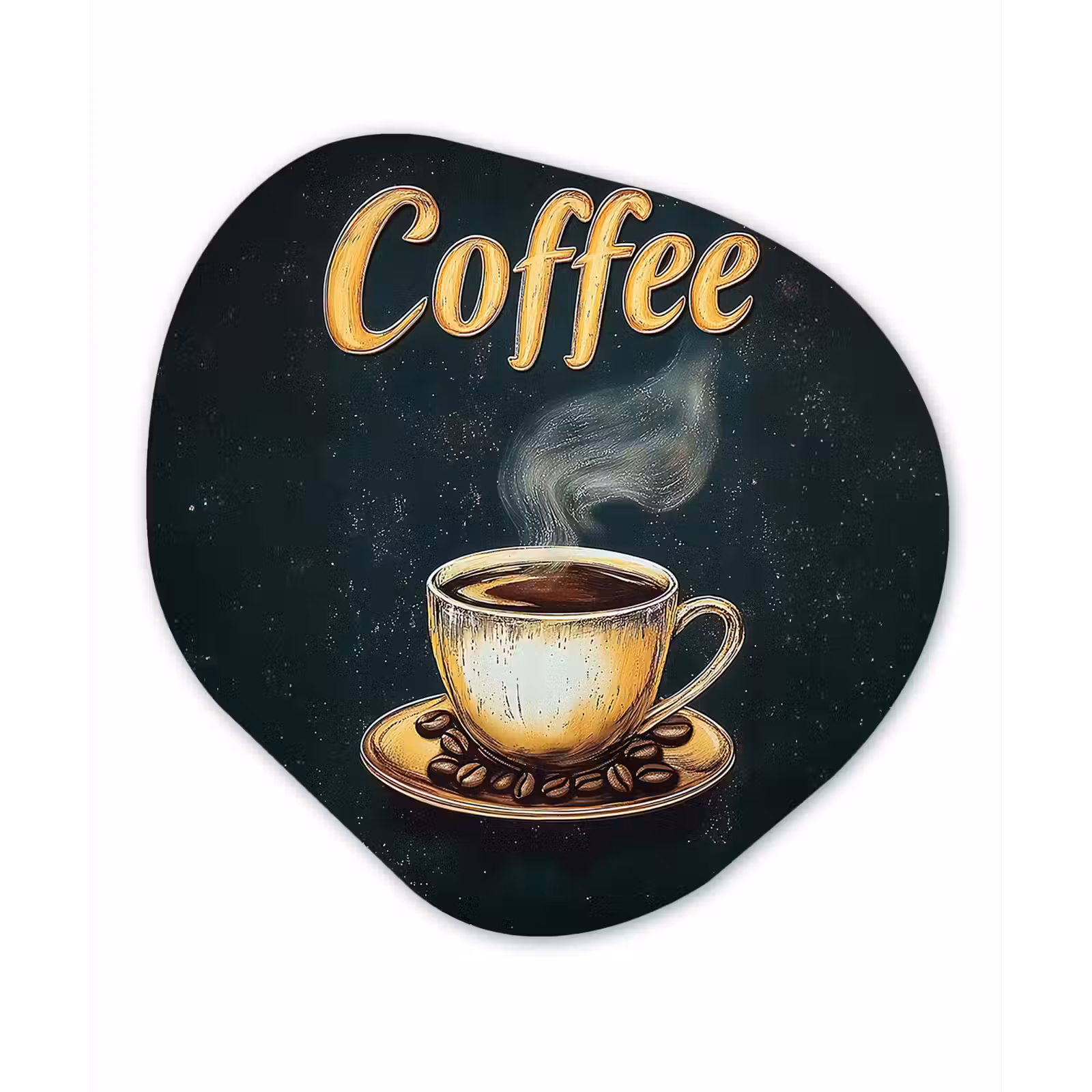 Organisch schilderij - Glas - Koffie - Schotel - Koffiebonen - Retro — 1