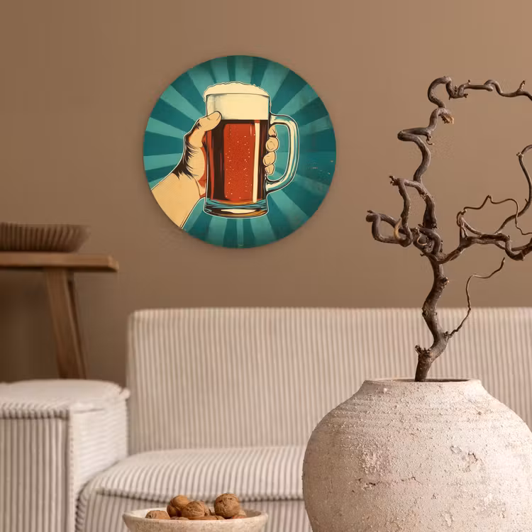 Muurcirkel glas - Bierglas - Schuim - Retro - Groen — 2