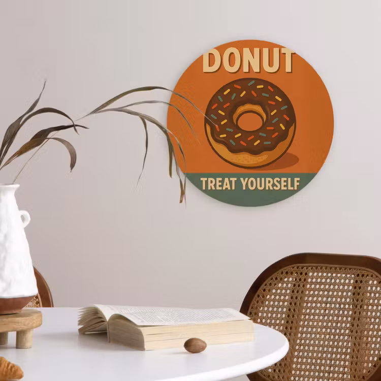Muurcirkel glas - Donut - Spikkels - Kleurrijk - Quote — 4