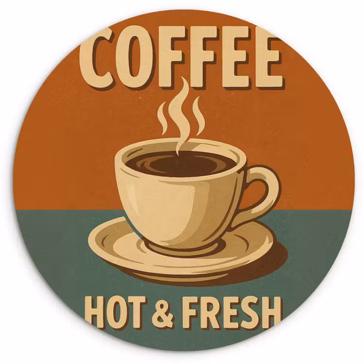 Muurcirkel glas - Koffie - Kop - Vintage - Quote — 1