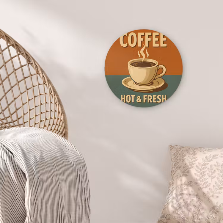 Muurcirkel glas - Koffie - Kop - Vintage - Quote — 5