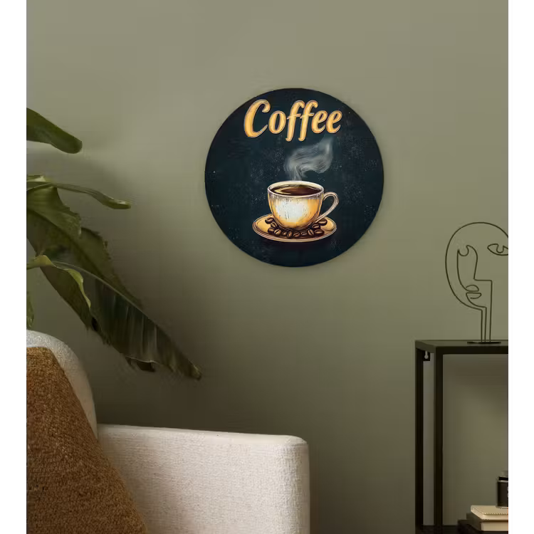 Muurcirkel glas - Koffie - Schotel - Koffiebonen - Retro — 3