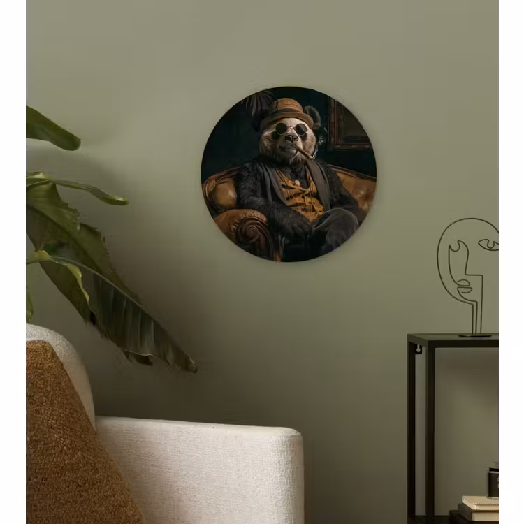 Muurcirkel glas - Panda - Hoed - Bril - Pak — 3