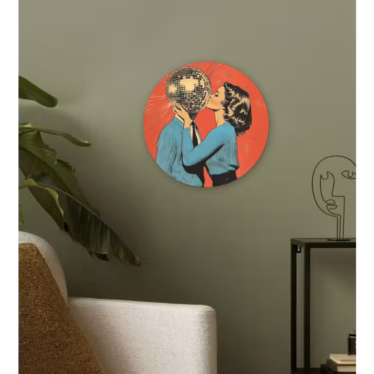 Muurcirkel glas - Vrouw - Retro - Discobal - Kus — 3