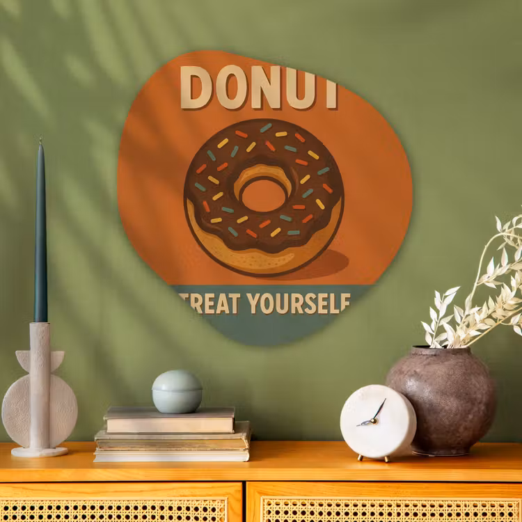 Organisch schilderij - Glas - Donut - Spikkels - Kleurrijk - Quote — 2