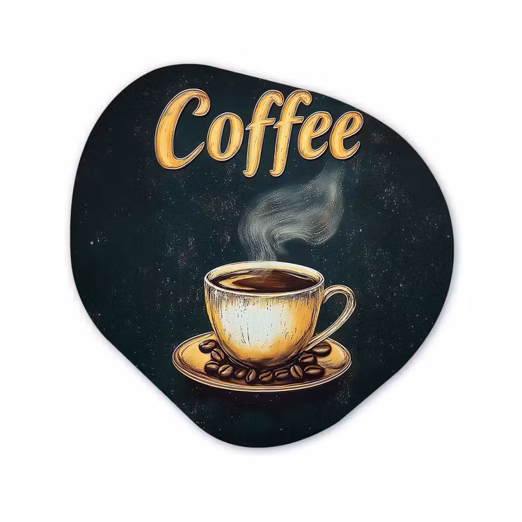 Organisch schilderij - Glas - Koffie - Schotel - Koffiebonen - Retro — 1