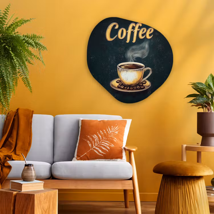 Organisch schilderij - Glas - Koffie - Schotel - Koffiebonen - Retro — 3