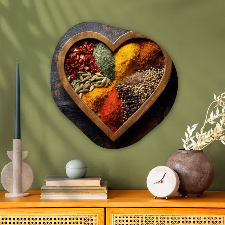 Organisch schilderij - Glas - Houten - Hart - Kleurrijke - Specerijen — 2