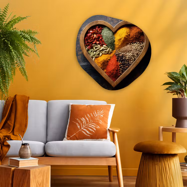 Organisch schilderij - Glas - Houten - Hart - Kleurrijke - Specerijen — 3