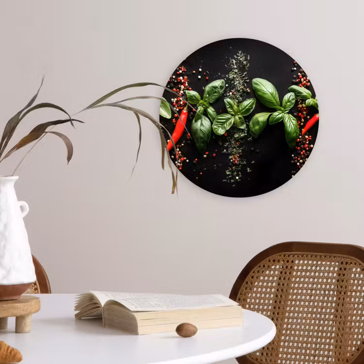 Muurcirkel glas - Chilipepers - Basilicum - Blaadjes - Rood — 4