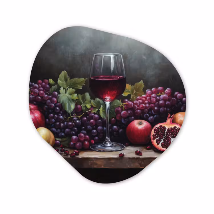 Organisch schilderij - Glas - Wijn - Fruit - Stilleven — 1