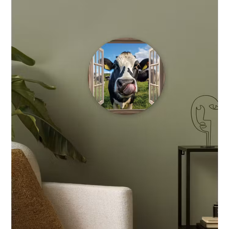 Muurcirkel glas - Doorkijk - Koe - Weiland - Dieren - Natuur — 3