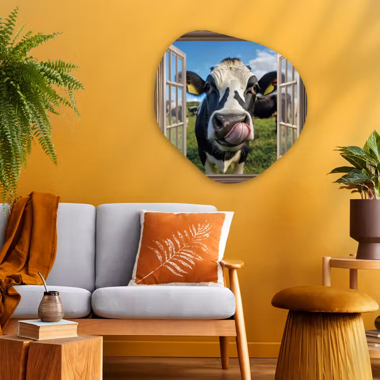 Organisch schilderij - Glas - Doorkijk - Koe - Weiland - Dieren - Natuur — 3
