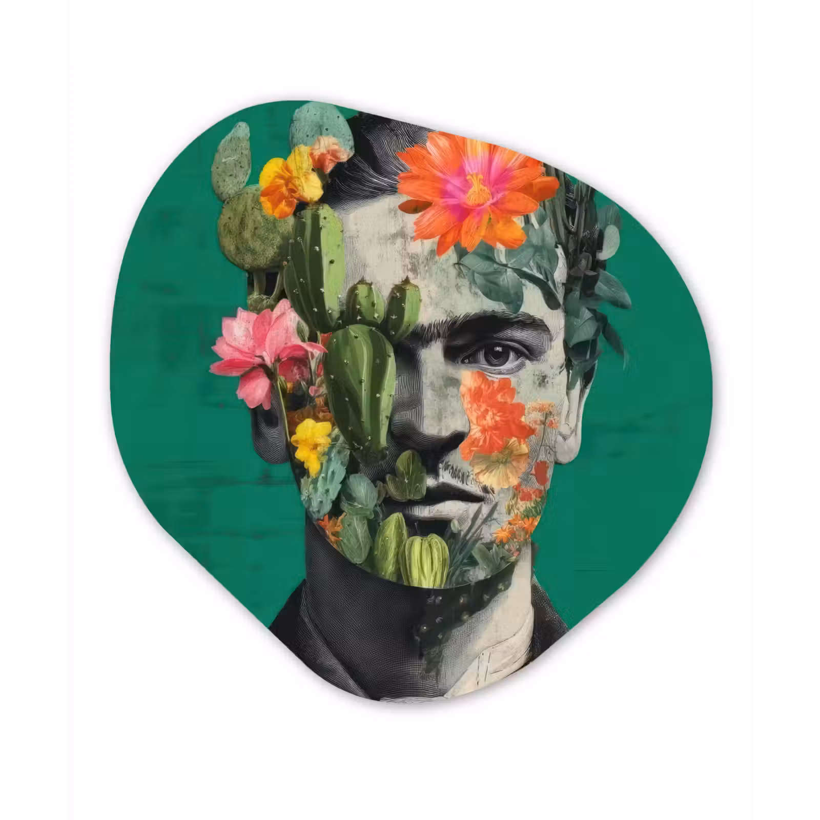 Organisch schilderij - Glas - Man - Planten - Groen — 1