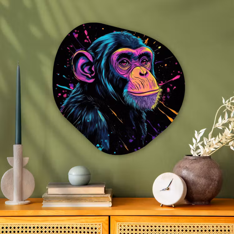 Organisch schilderij - Glas - Aap - Verf - Neon - Kleur — 2