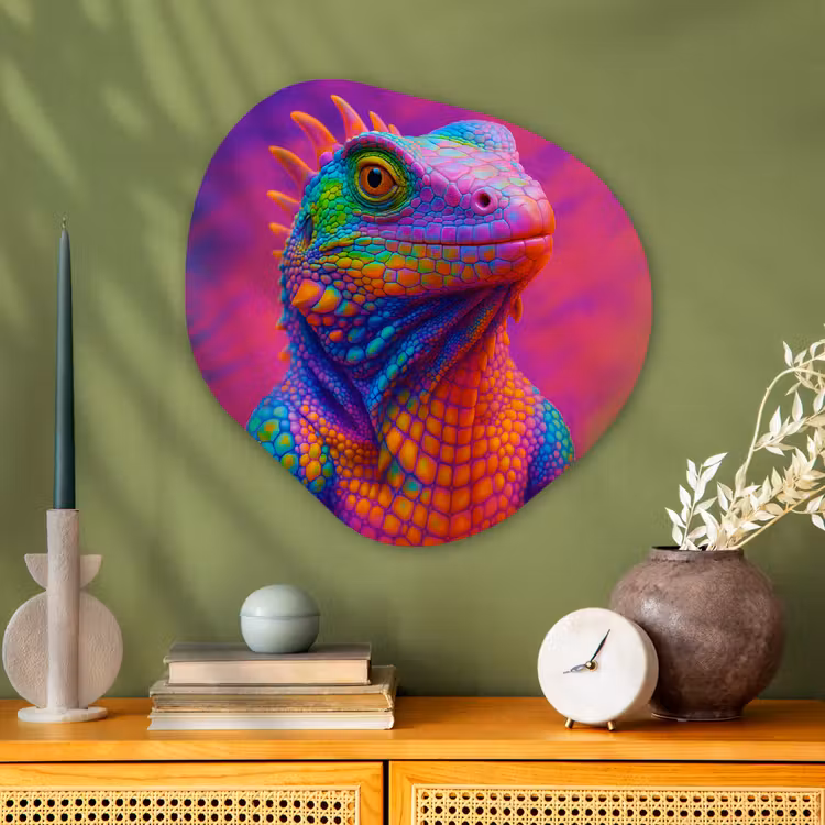 Organisch schilderij - Glas - Kameleon - Dieren - Neon - Kleur — 2