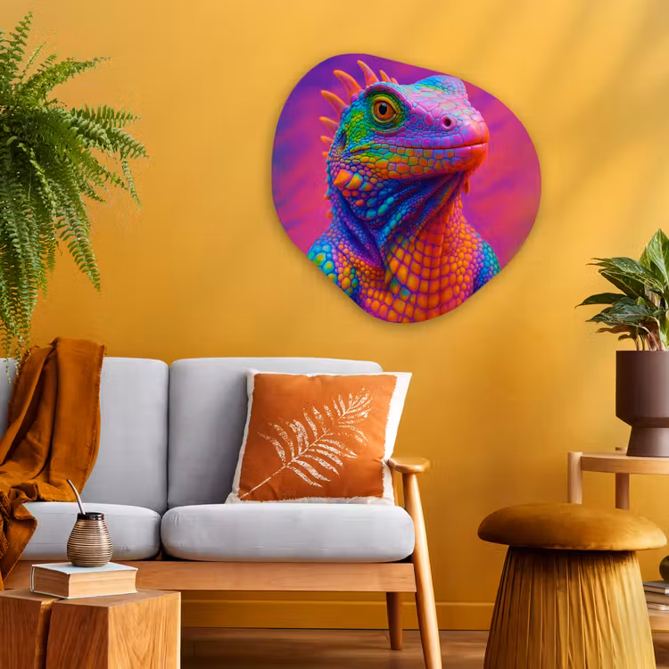Organisch schilderij - Glas - Kameleon - Dieren - Neon - Kleur — 3