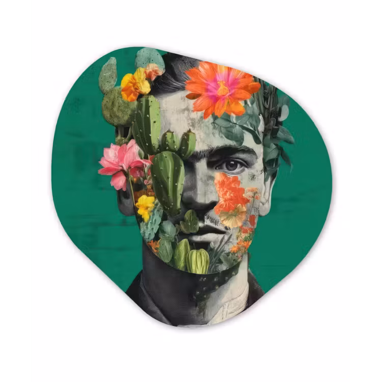 Organisch schilderij - Glas - Man - Planten - Groen — 1