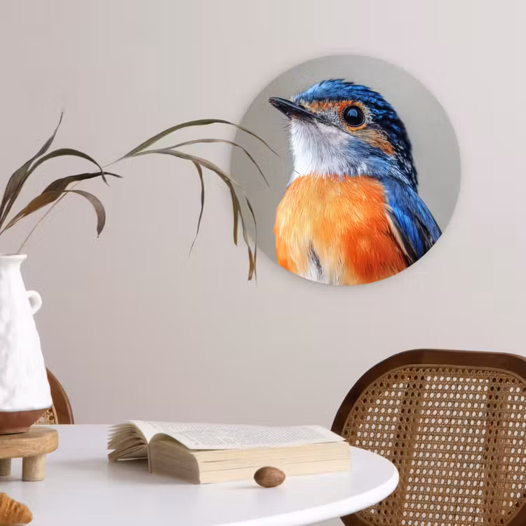 Muurcirkel glas - Kleurrijk - Vogeltje - Veren - Blauw — 4