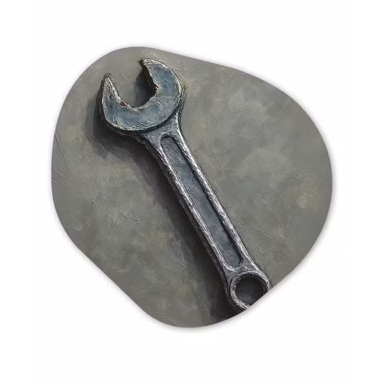 Organisch schilderij - Glas - Steeksleutel - Schilderij - Gereedschap - Verf — 1