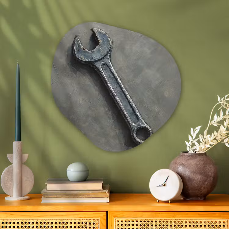 Organisch schilderij - Glas - Steeksleutel - Schilderij - Gereedschap - Verf — 2