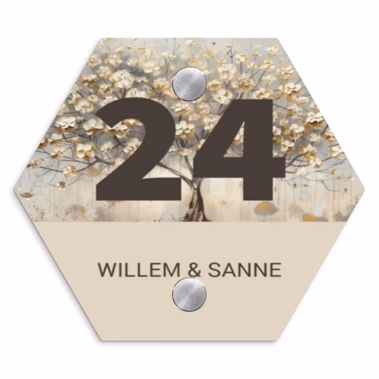 Naambordje voordeur - Hexagon - Bloesem - Klassiek — 1