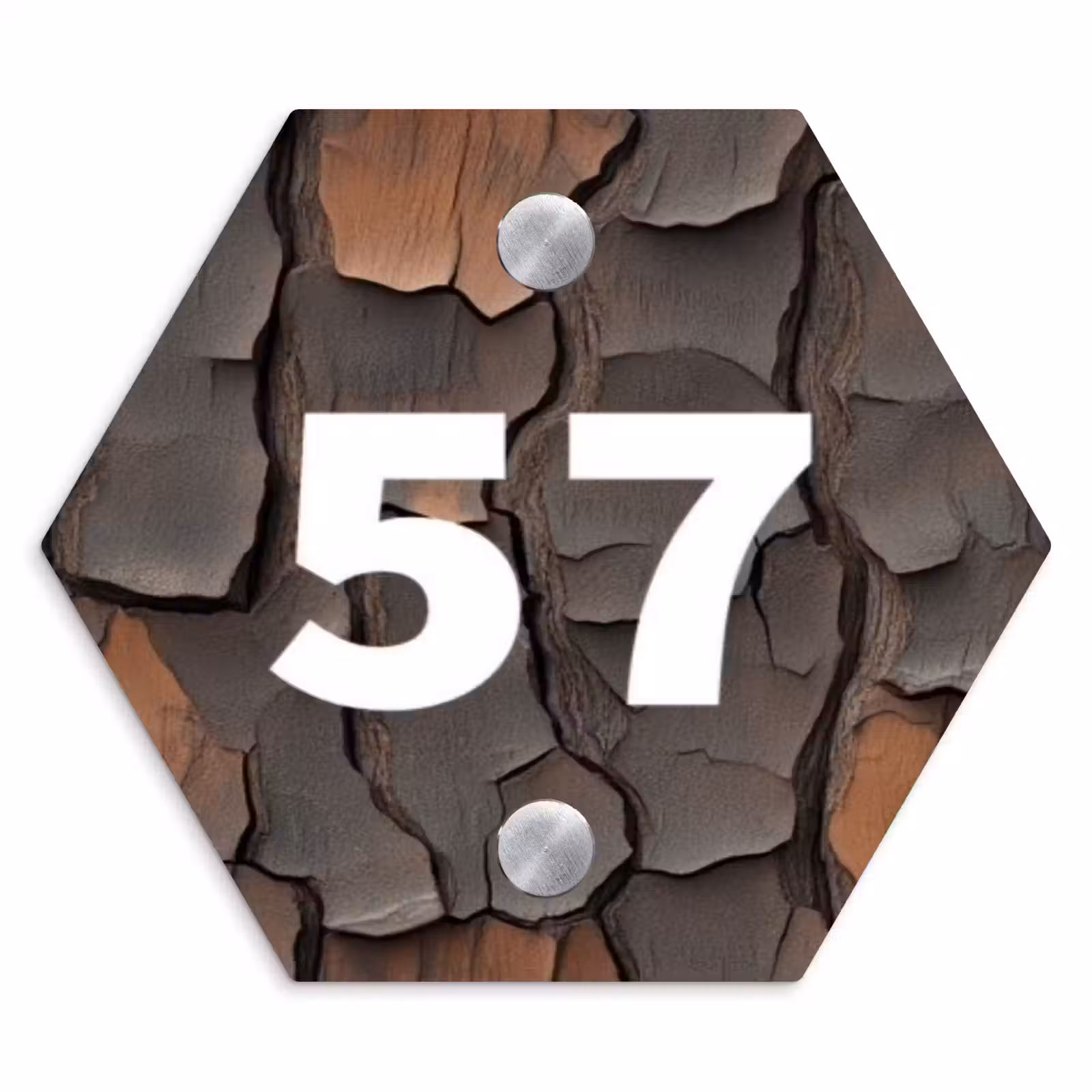 Naambordje voordeur - Hexagon - Boomschors - Traditioneel — 1