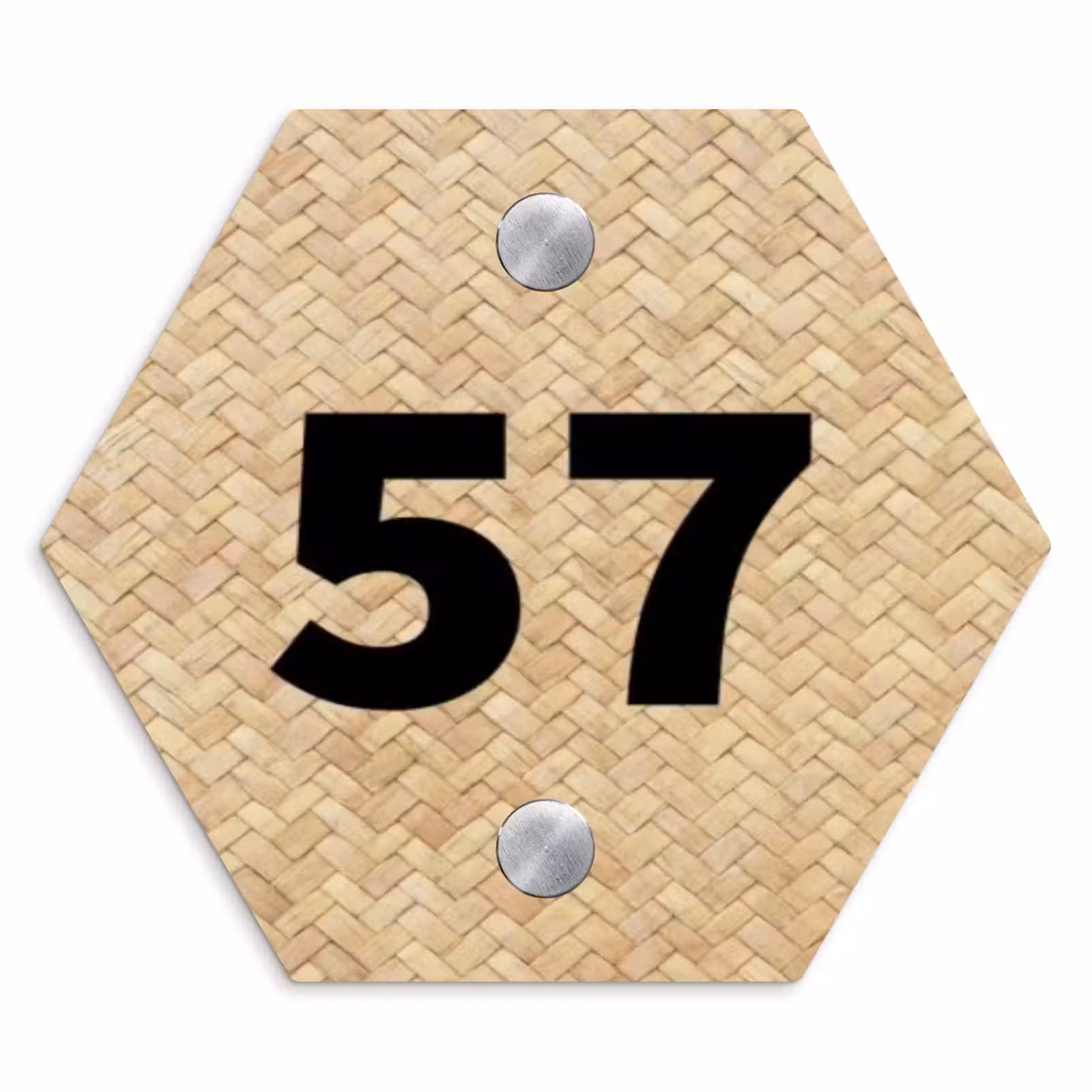 Naambordje voordeur - Hexagon - Gevlochten - Riet - Traditioneel — 1