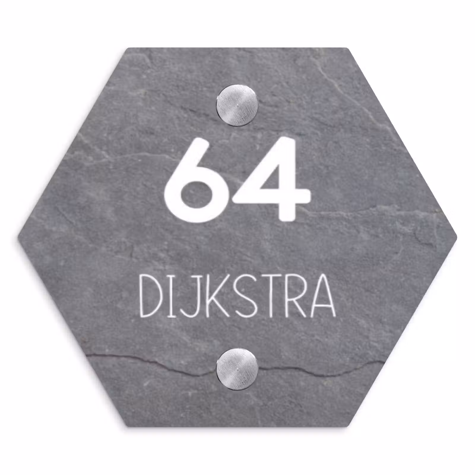 Naambordje voordeur - Hexagon - Grijze natuursteen - Modern — 1