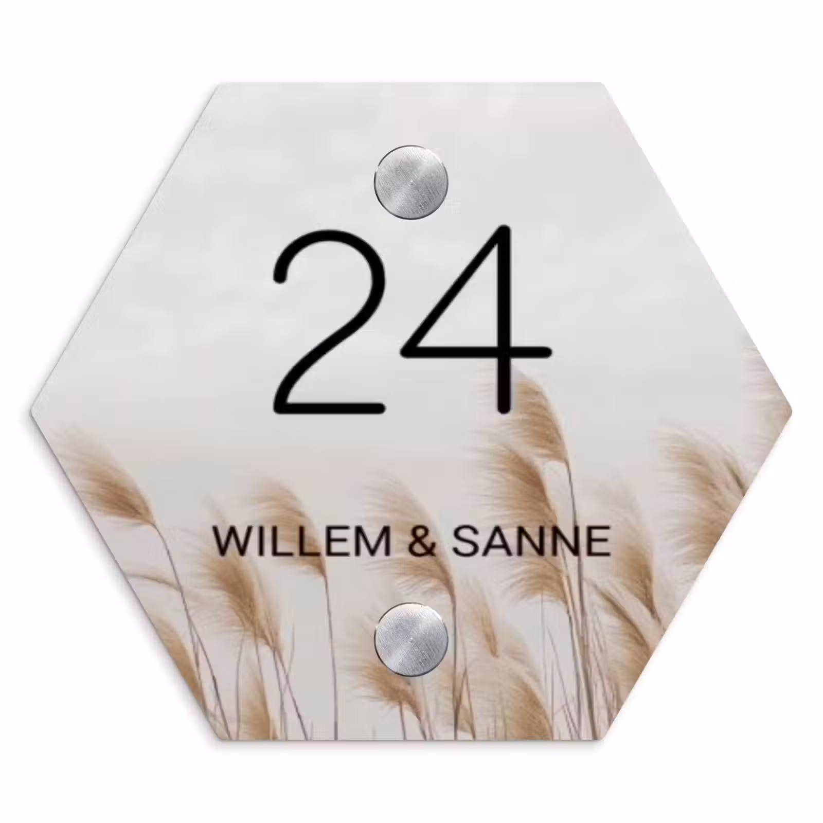 Naambordje voordeur - Hexagon - Pampasgras - Klassiek — 1