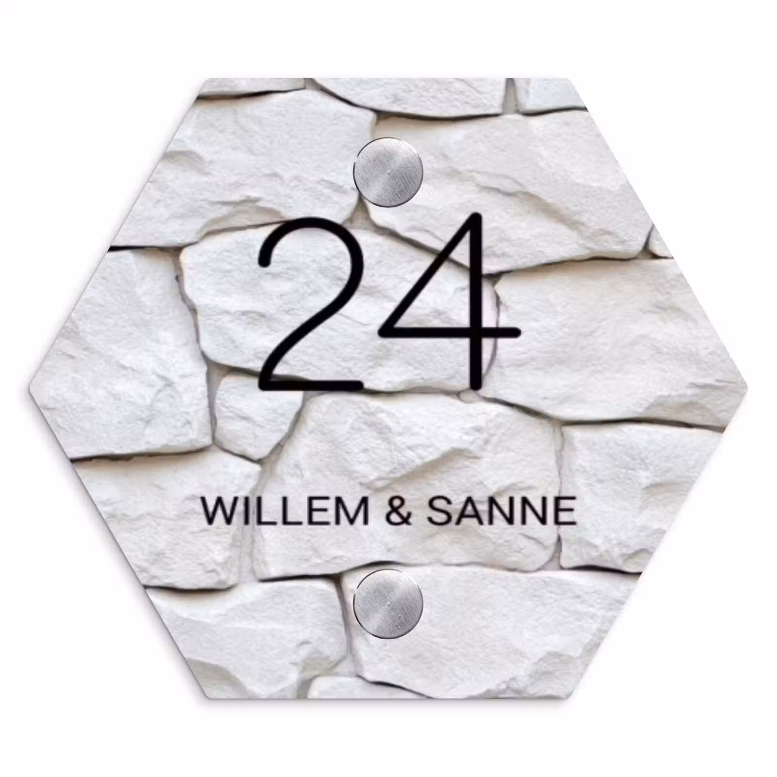 Naambordje voordeur - Hexagon - Witte - Natuurstenen - Klassiek — 1
