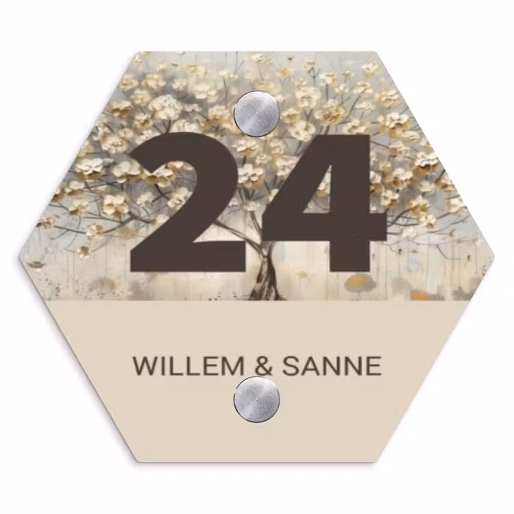 Naambordje voordeur - Hexagon - Bloesem - Klassiek — 1