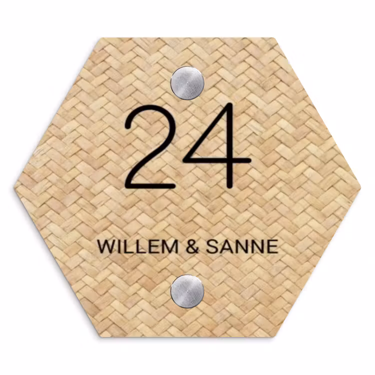 Naambordje voordeur - Hexagon - Gevlochten - Riet - Klassiek — 1