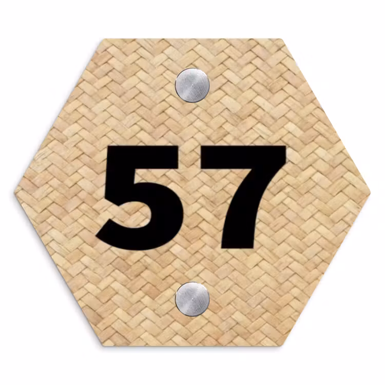 Naambordje voordeur - Hexagon - Gevlochten - Riet - Traditioneel — 1