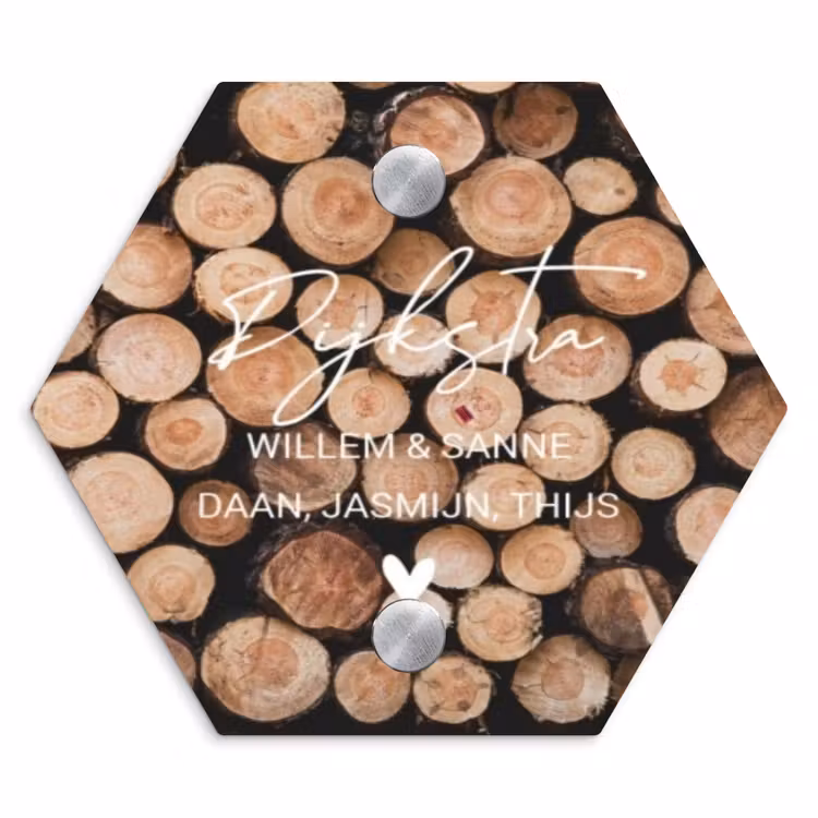 Naambordje voordeur - Hexagon - Houtstapel - Sierlijk — 1