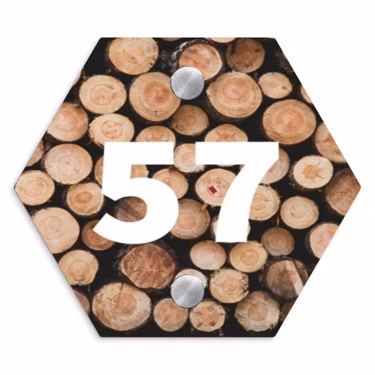 Naambordje voordeur - Hexagon - Houtstapel - Traditioneel — 1