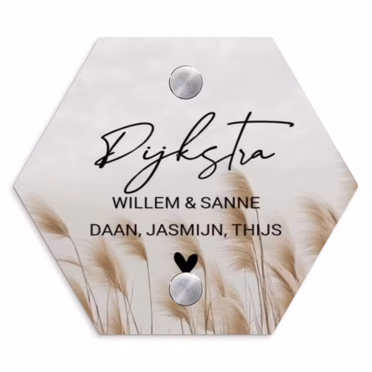 Naambordje voordeur - Hexagon - Pampasgras - Sierlijk — 1