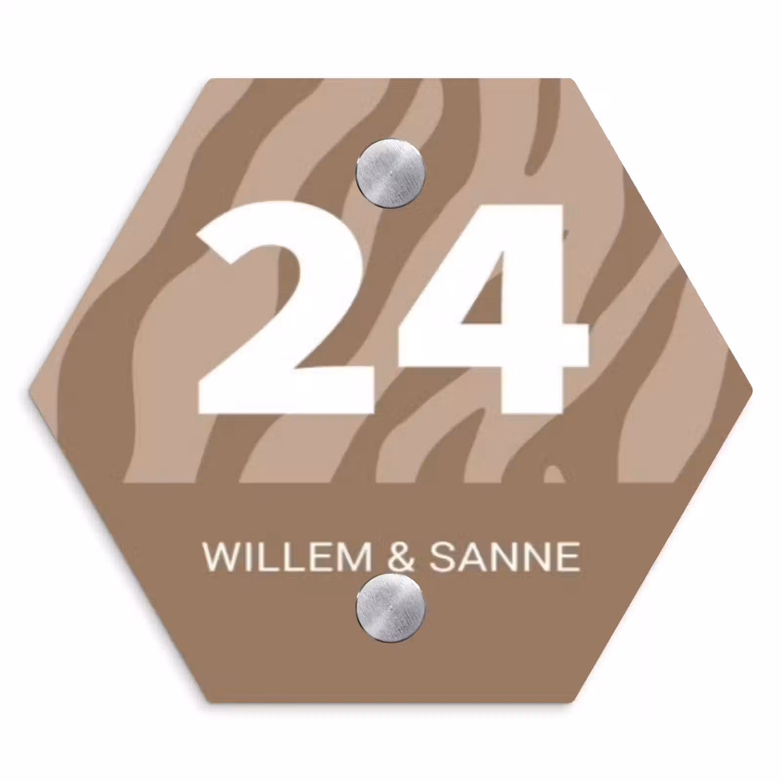 Naambordje voordeur - Hexagon - Beige zebra - Klassiek — 1