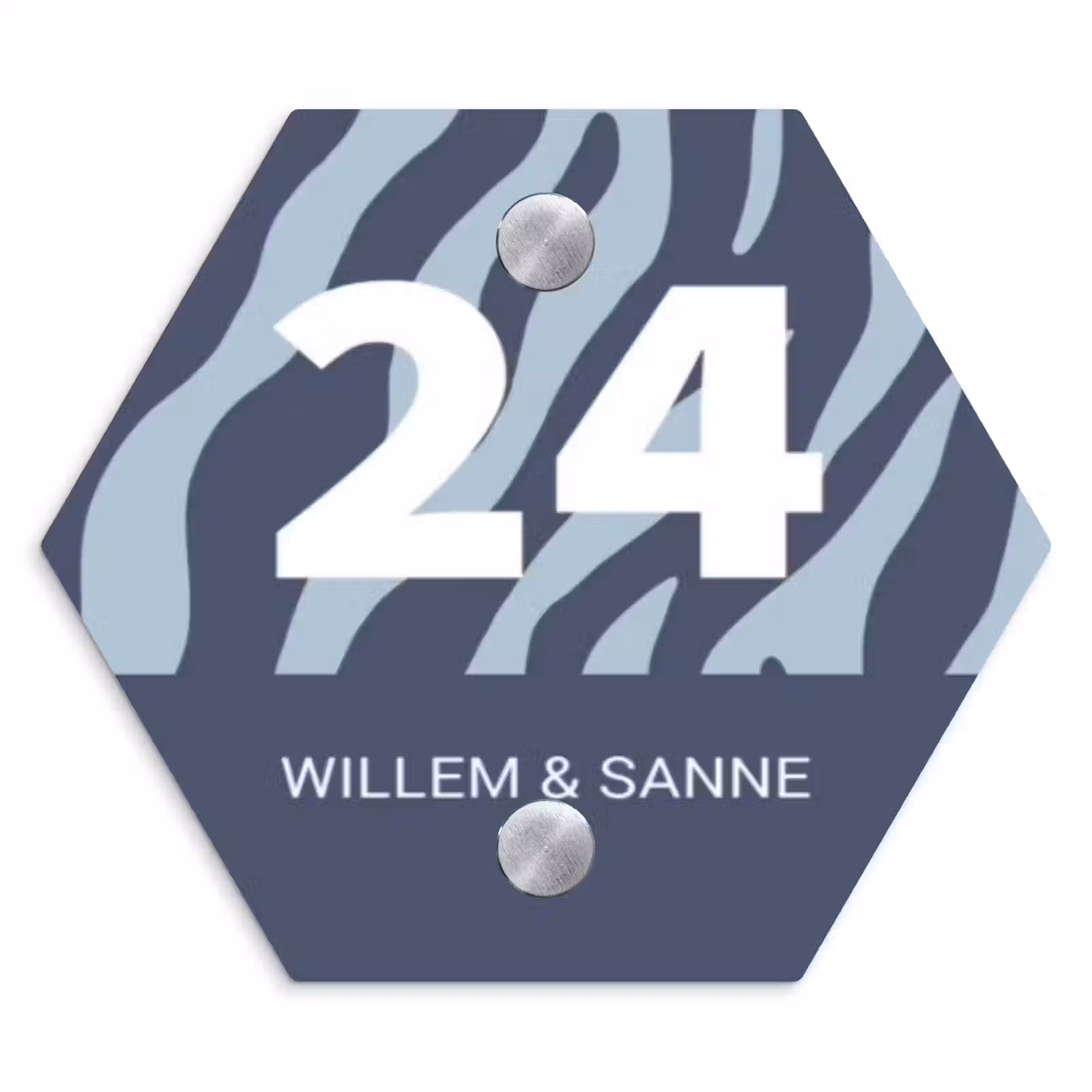 Naambordje voordeur - Hexagon - Blauw zebra - Klassiek — 1