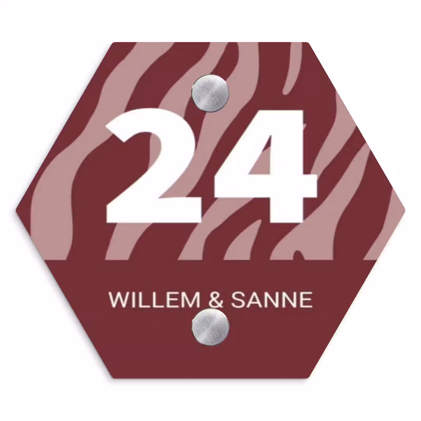 Naambordje voordeur - Hexagon - Bordeaux zebra - Klassiek — 1