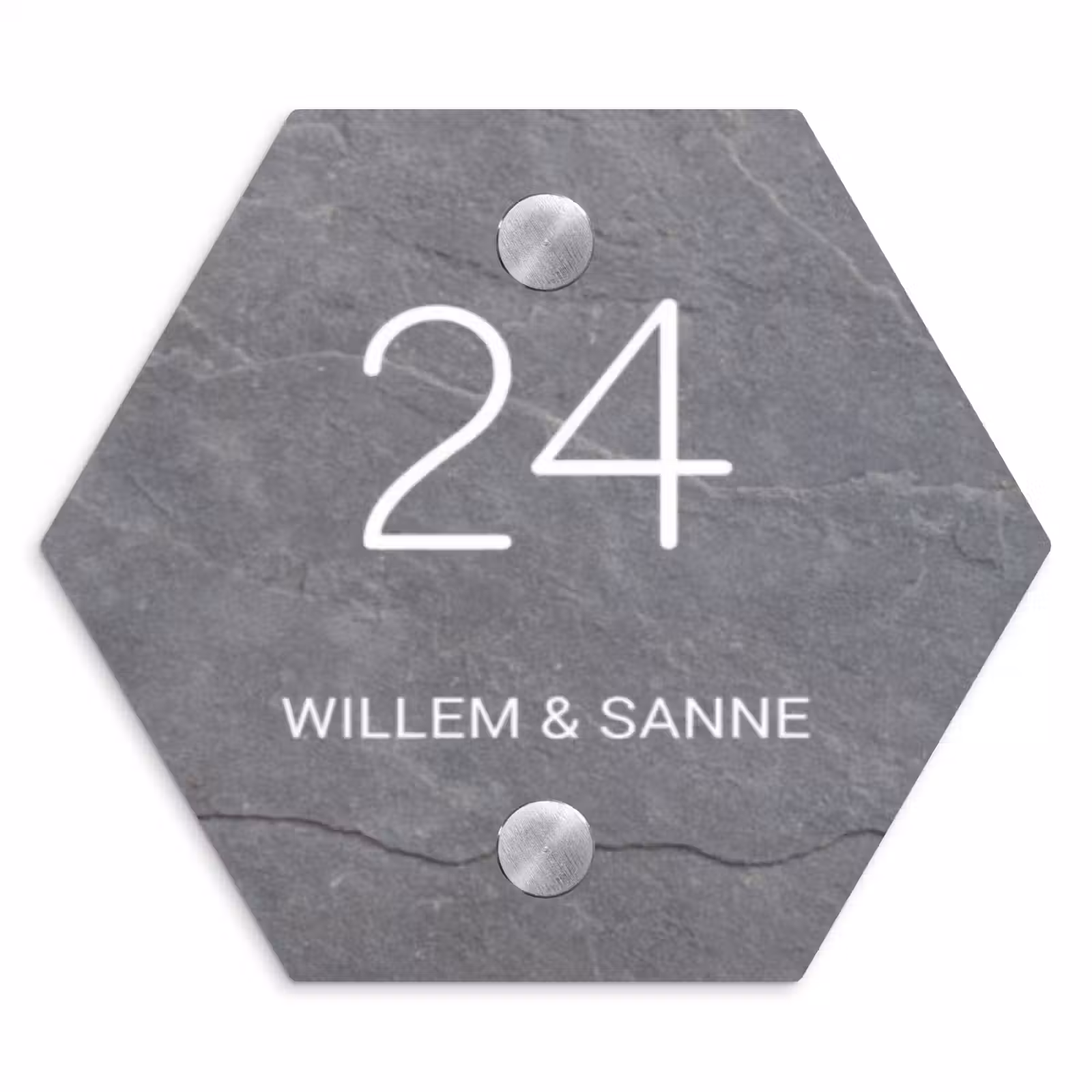 Naambordje voordeur - Hexagon - Grijze natuursteen - Klassiek — 1