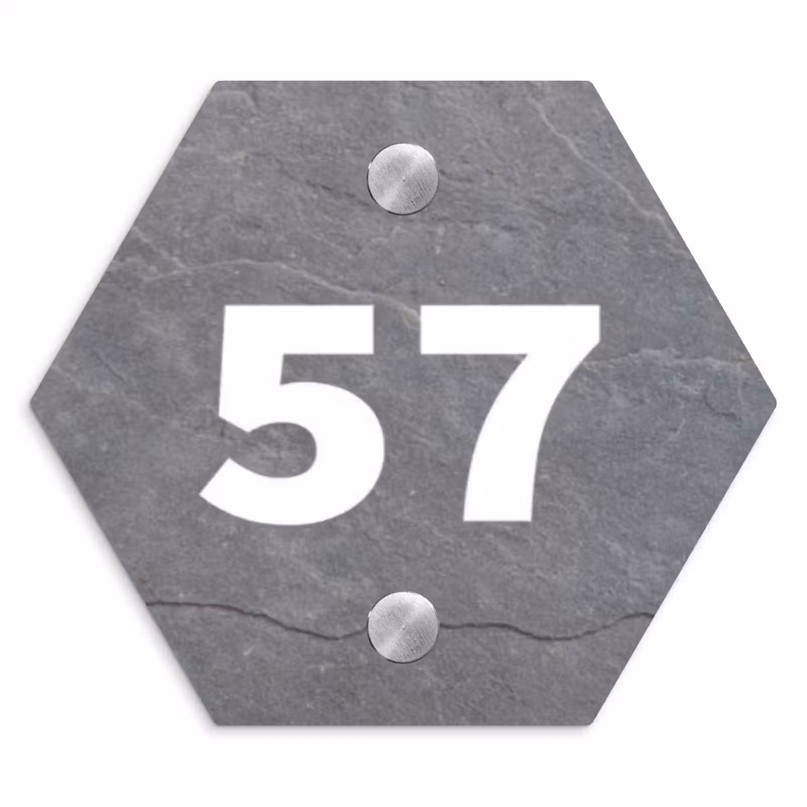 Naambordje voordeur - Hexagon - Grijze natuursteen - Traditioneel — 1