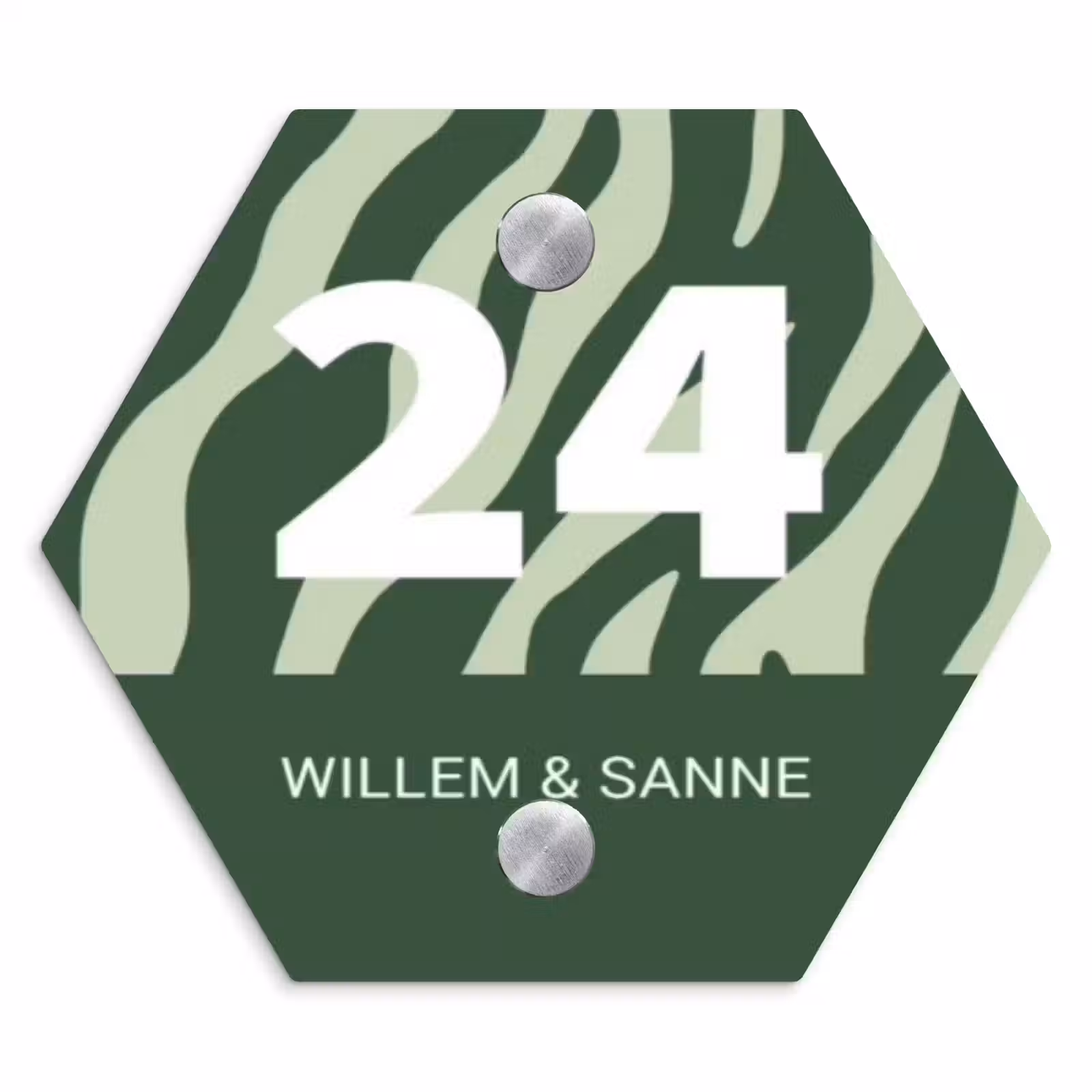 Naambordje voordeur - Hexagon - Groen zebra - Klassiek — 1