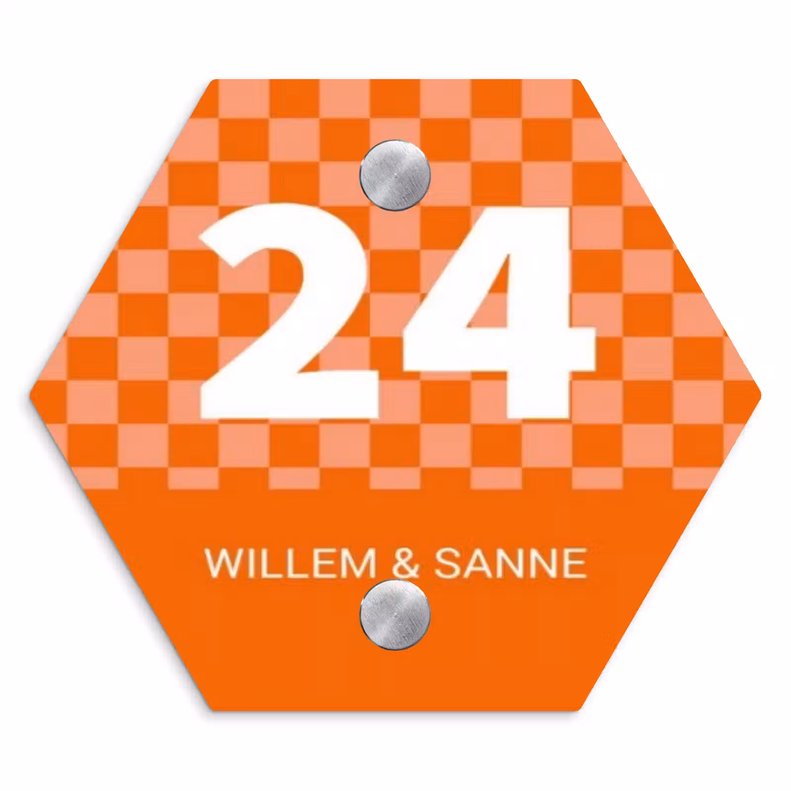Naambordje voordeur - Hexagon - Oranje - Blokjes - Klassiek — 1