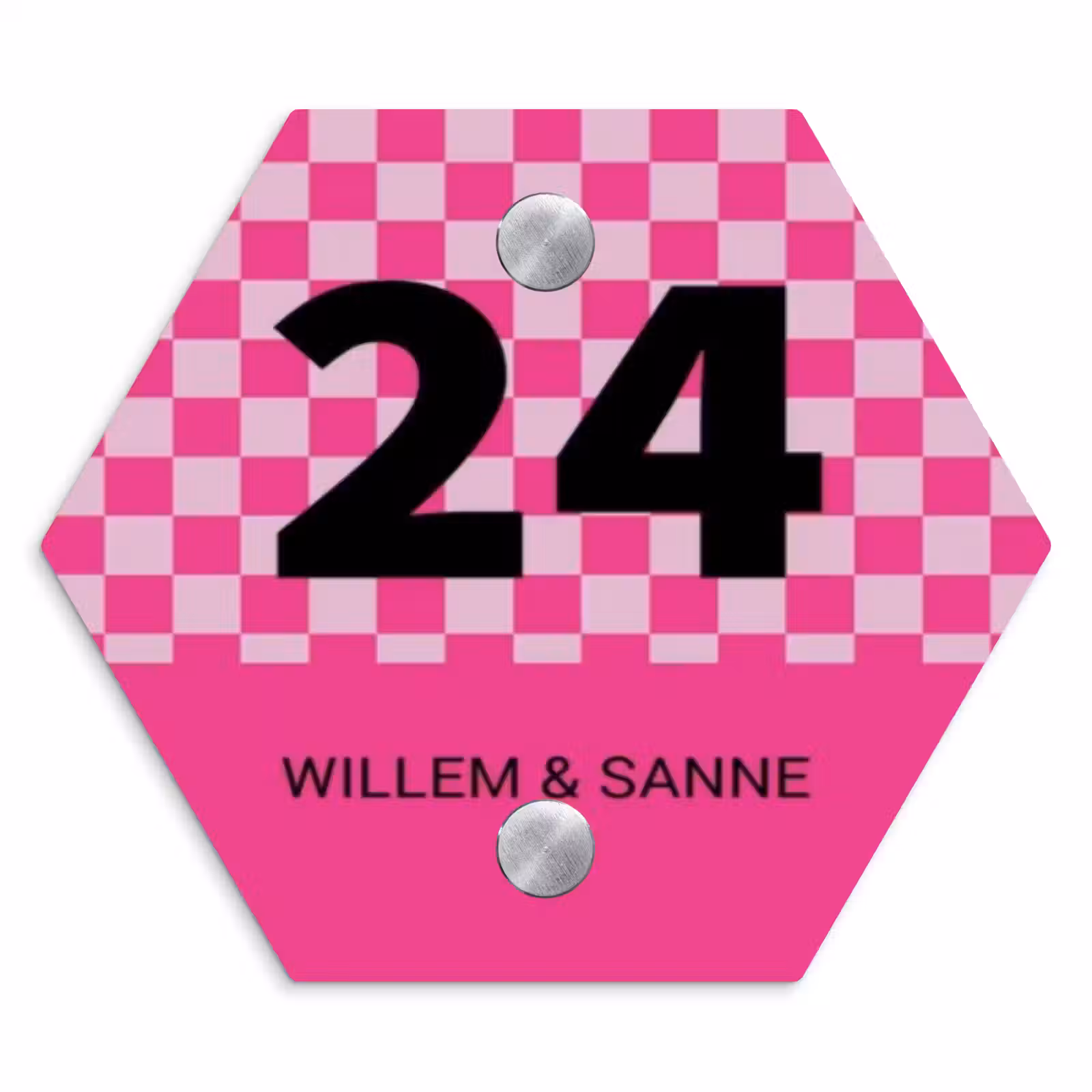 Naambordje voordeur - Hexagon - Roze - Blokjes - Klassiek — 1
